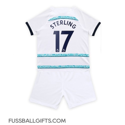 Chelsea Raheem Sterling #17 Fußballbekleidung Auswärtstrikot Kinder 2022-23 Kurzarm (+ kurze hosen)